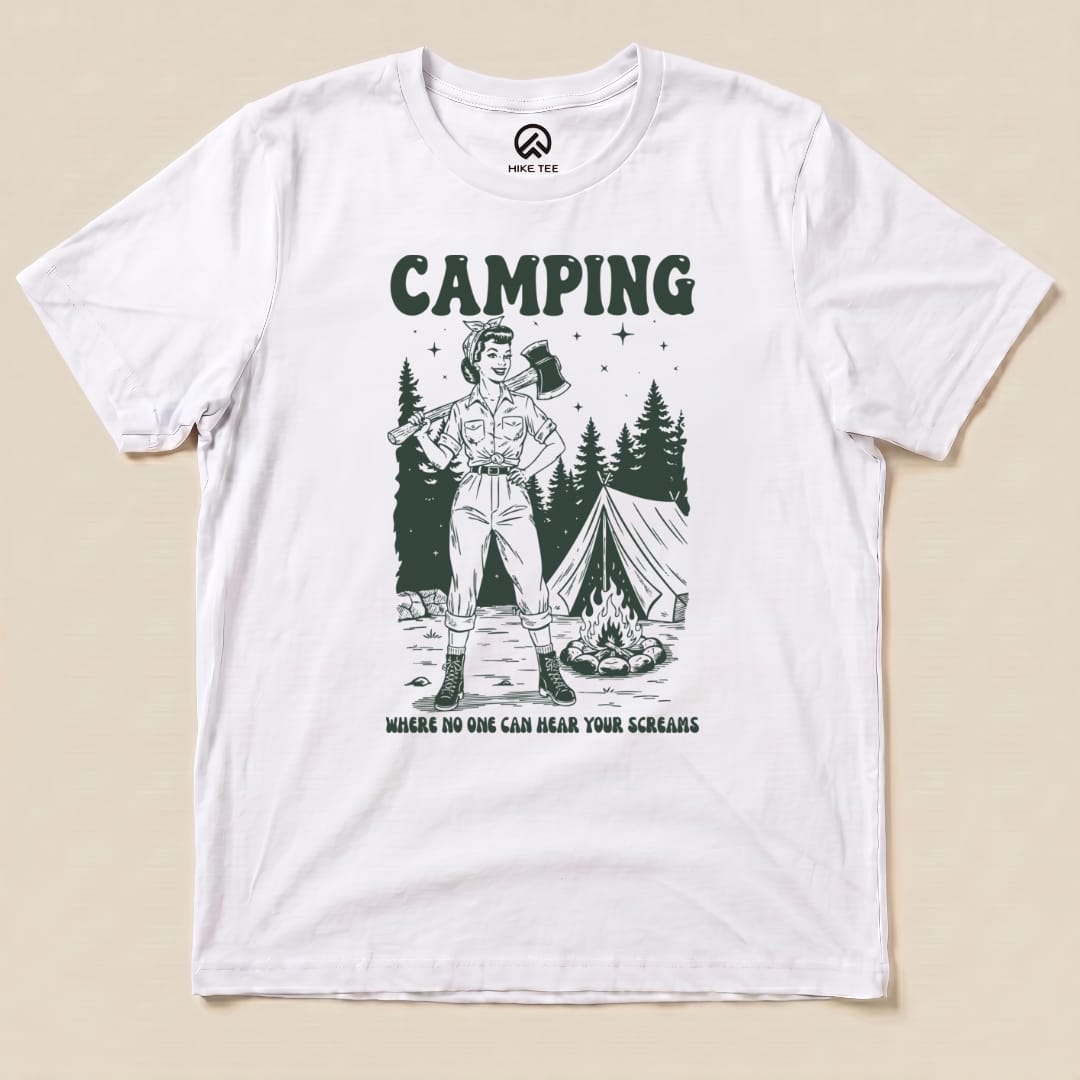 Hike Tee T-Shirt White / S Retro Camping Screams Shirt