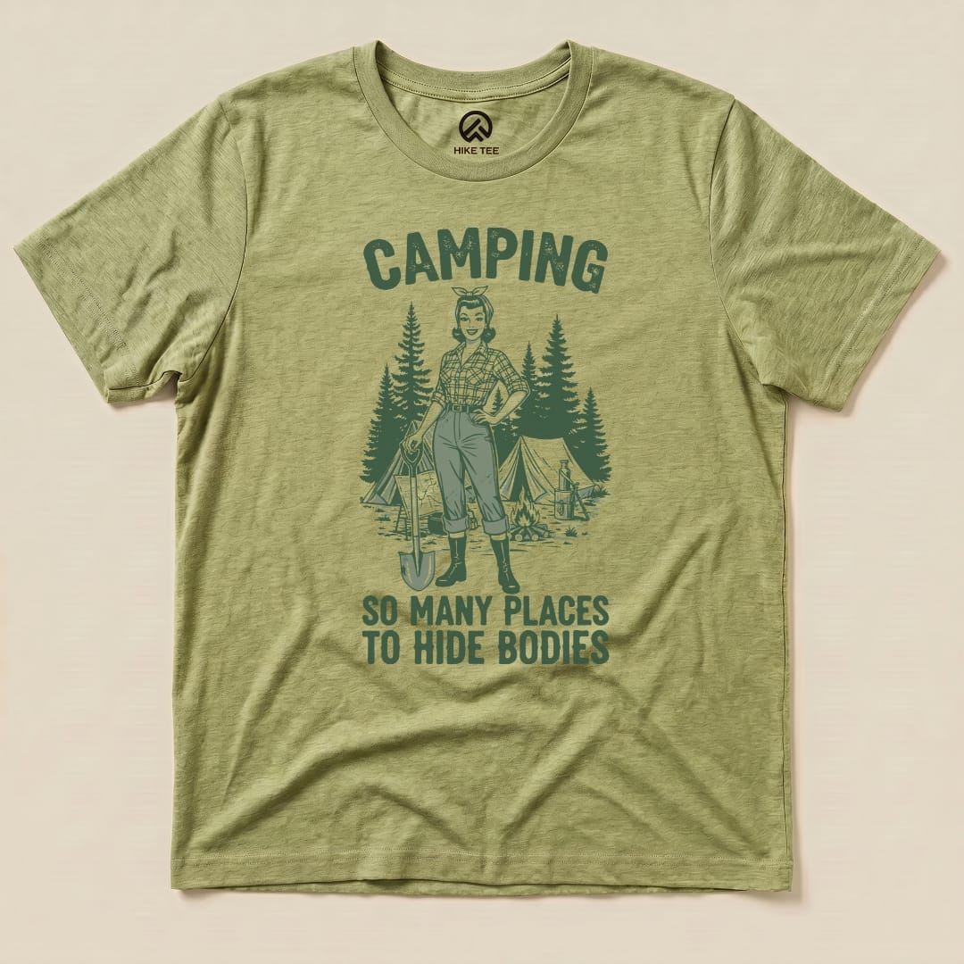 Hike Tee T-Shirt Heather Green / S Retro Camping Shirt