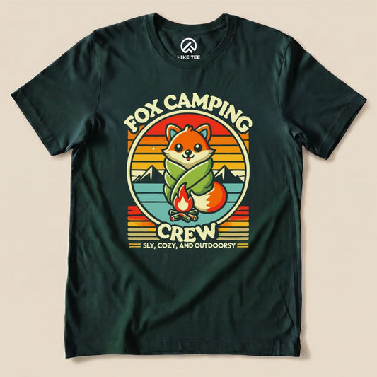 Retro Fox Camping Crew Shirt Hike Tee T-Shirt Forest / S