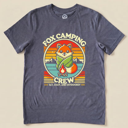 Retro Fox Camping Crew Shirt Hike Tee T-Shirt Heather Navy / S