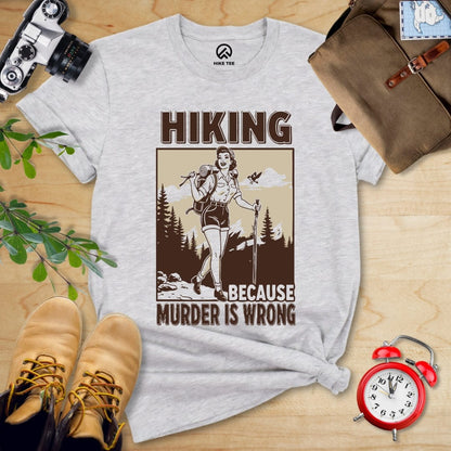 Hike Tee T-Shirt Athletic Heather / S Retro Hiking Because Shirt
