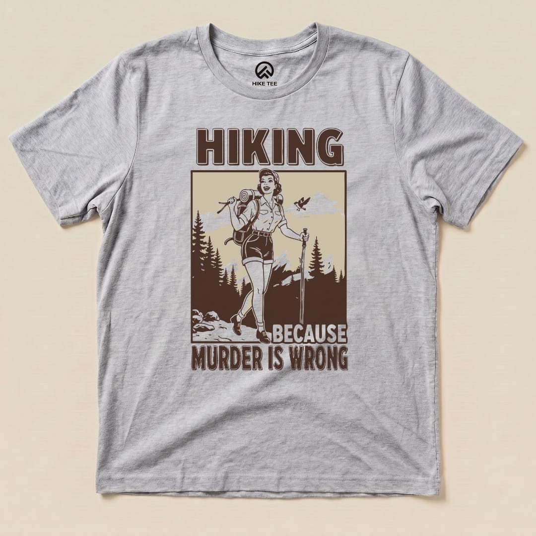 Hike Tee T-Shirt Athletic Heather / S Retro Hiking Because Shirt