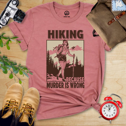 Hike Tee T-Shirt Heather Mauve / S Retro Hiking Because Shirt