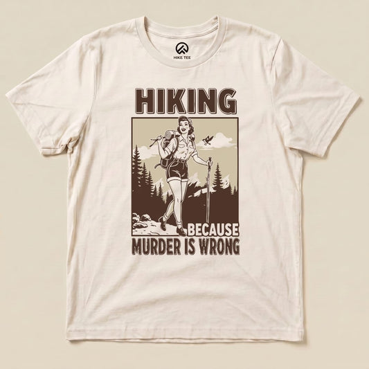 Hike Tee T-Shirt Natural / S Retro Hiking Because Shirt
