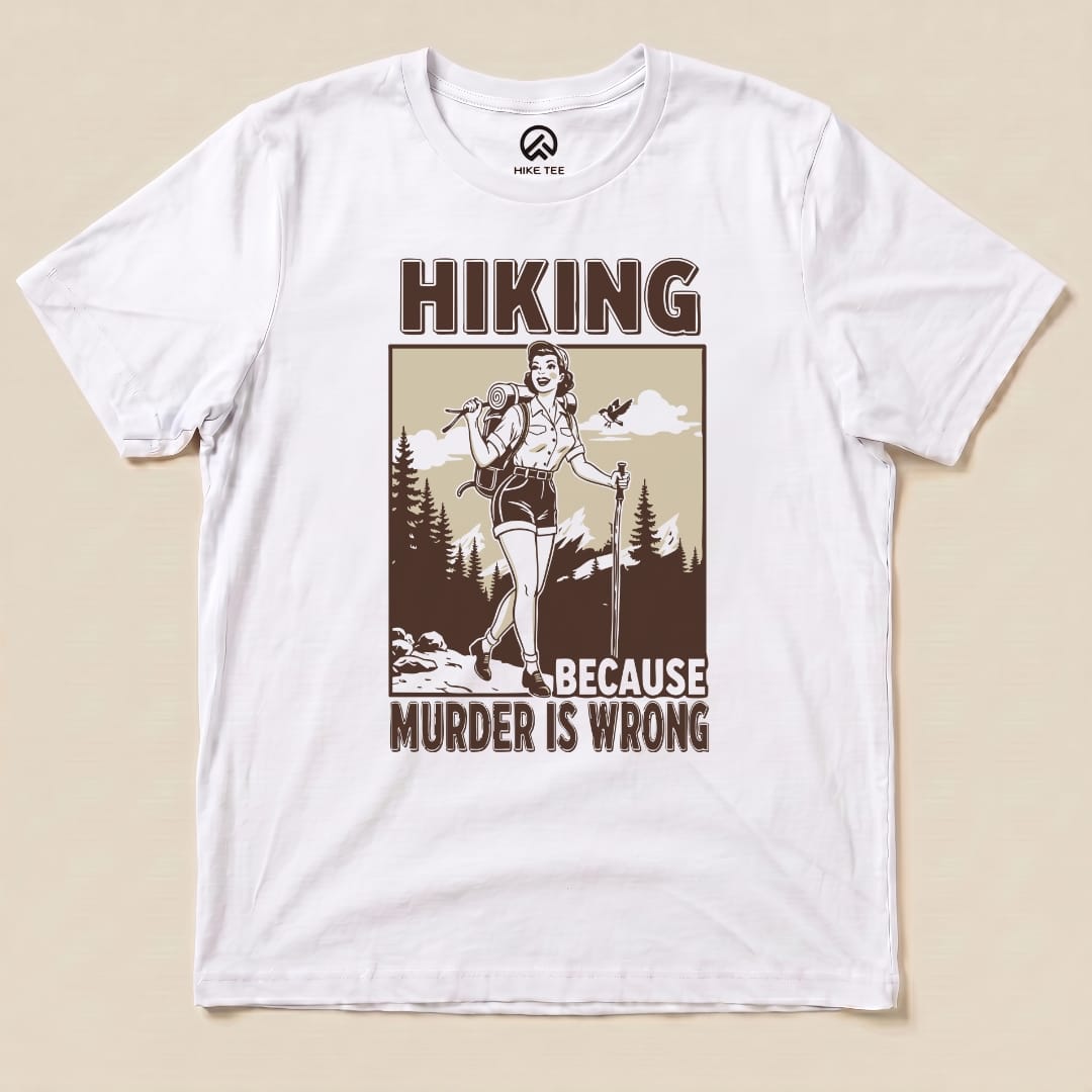 Hike Tee T-Shirt White / S Retro Hiking Because Shirt