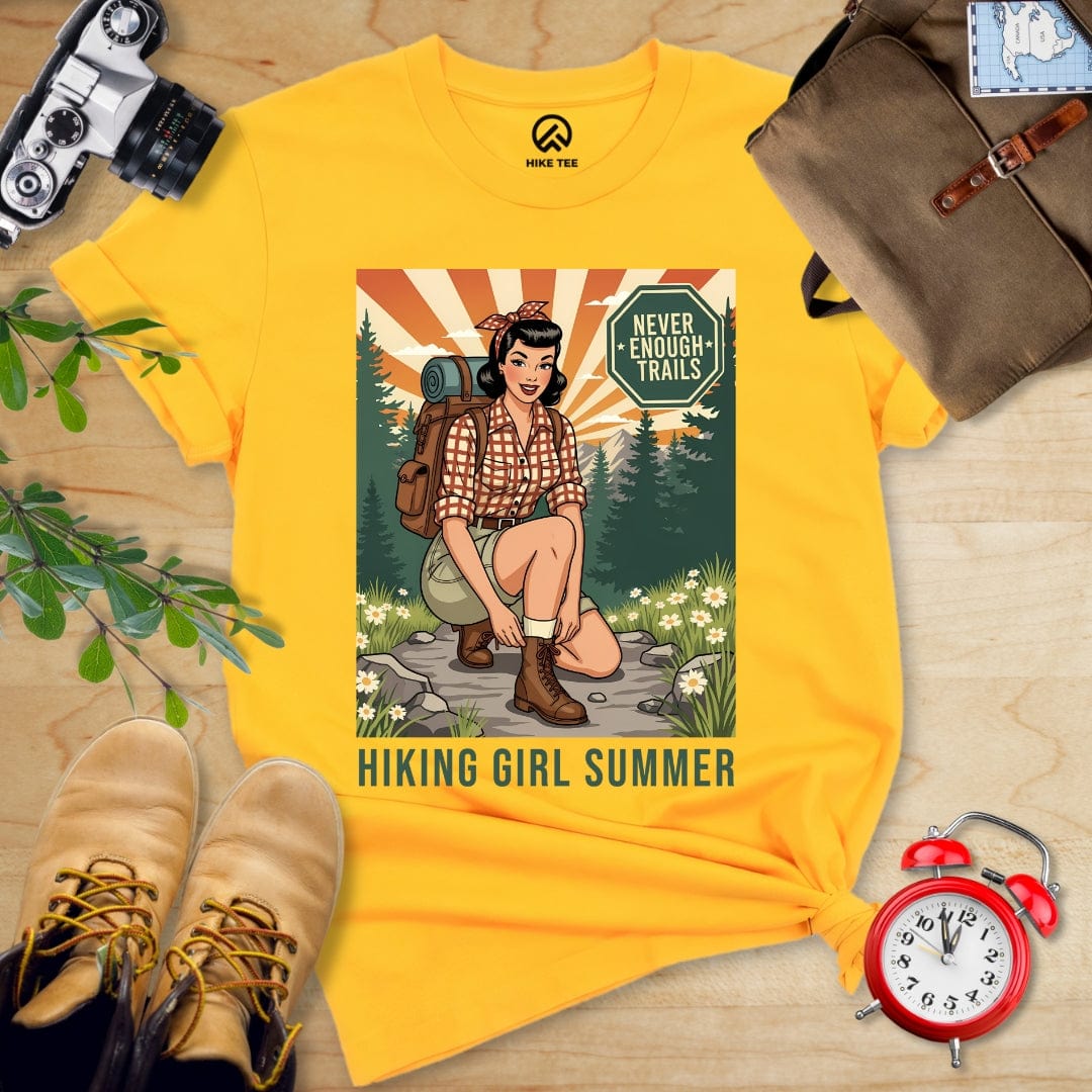 Hike Tee T-Shirt Gold / S Retro Hiking Girl Shirt
