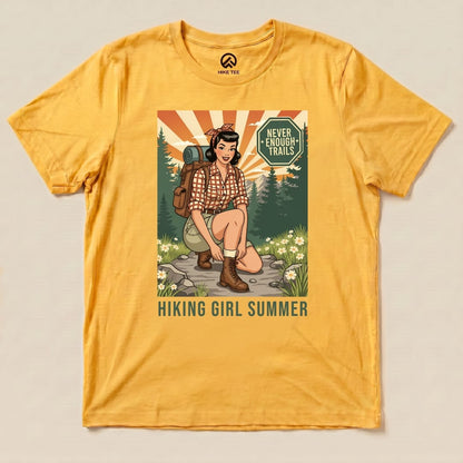 Hike Tee T-Shirt Gold / S Retro Hiking Girl Shirt