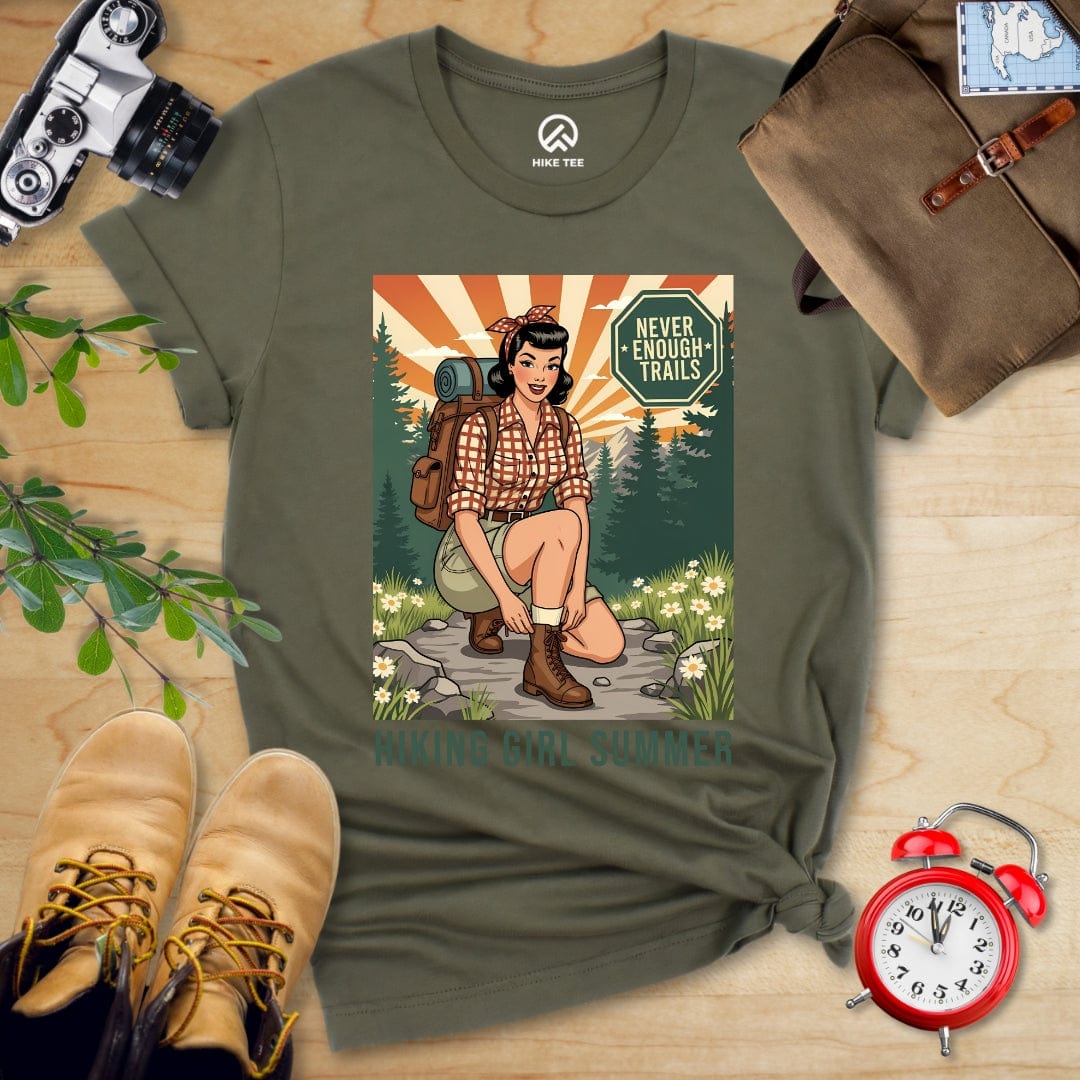 Hike Tee T-Shirt Military Green / S Retro Hiking Girl Shirt