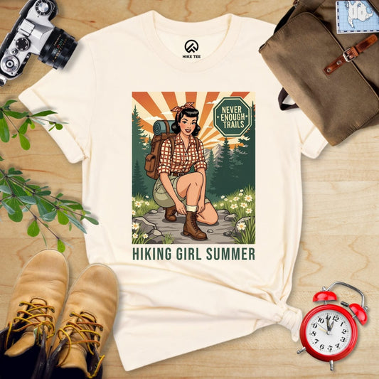 Hike Tee T-Shirt Natural / S Retro Hiking Girl Shirt