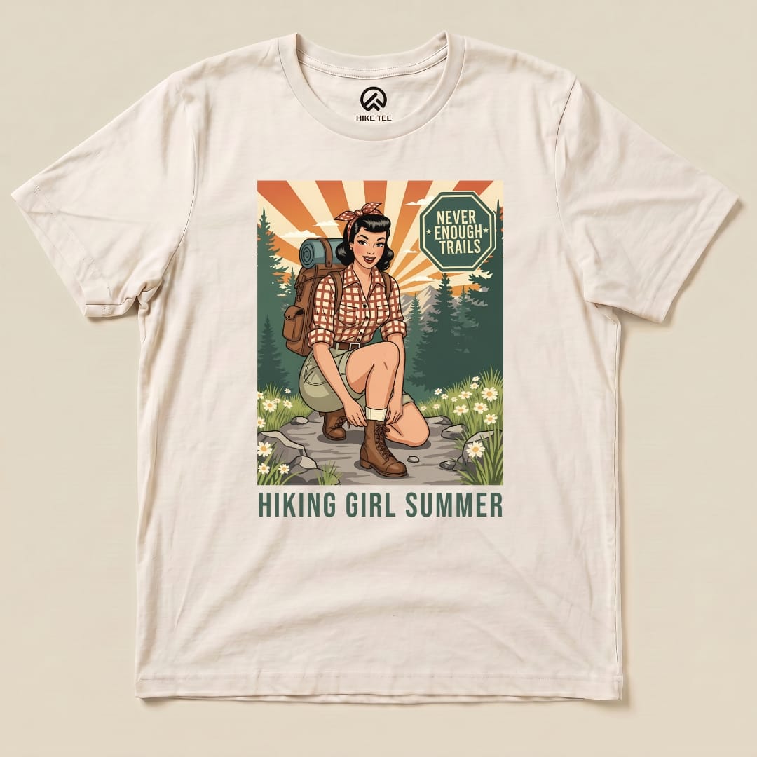 Hike Tee T-Shirt Natural / S Retro Hiking Girl Shirt