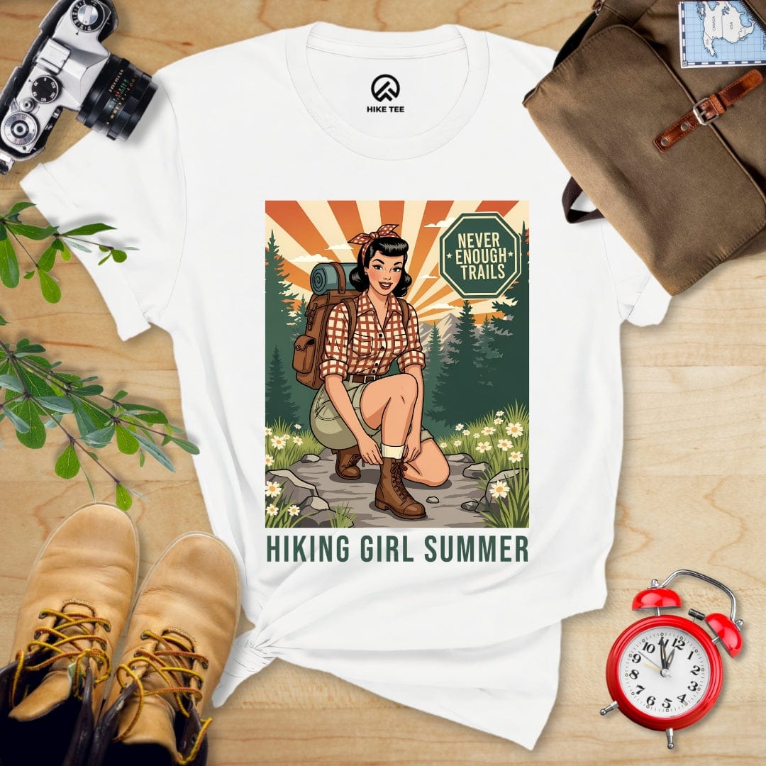 Hike Tee T-Shirt White / S Retro Hiking Girl Shirt