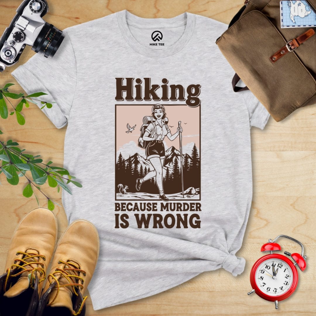 Hike Tee T-Shirt Athletic Heather / S Retro Hiking Morder is Wrong Shirt