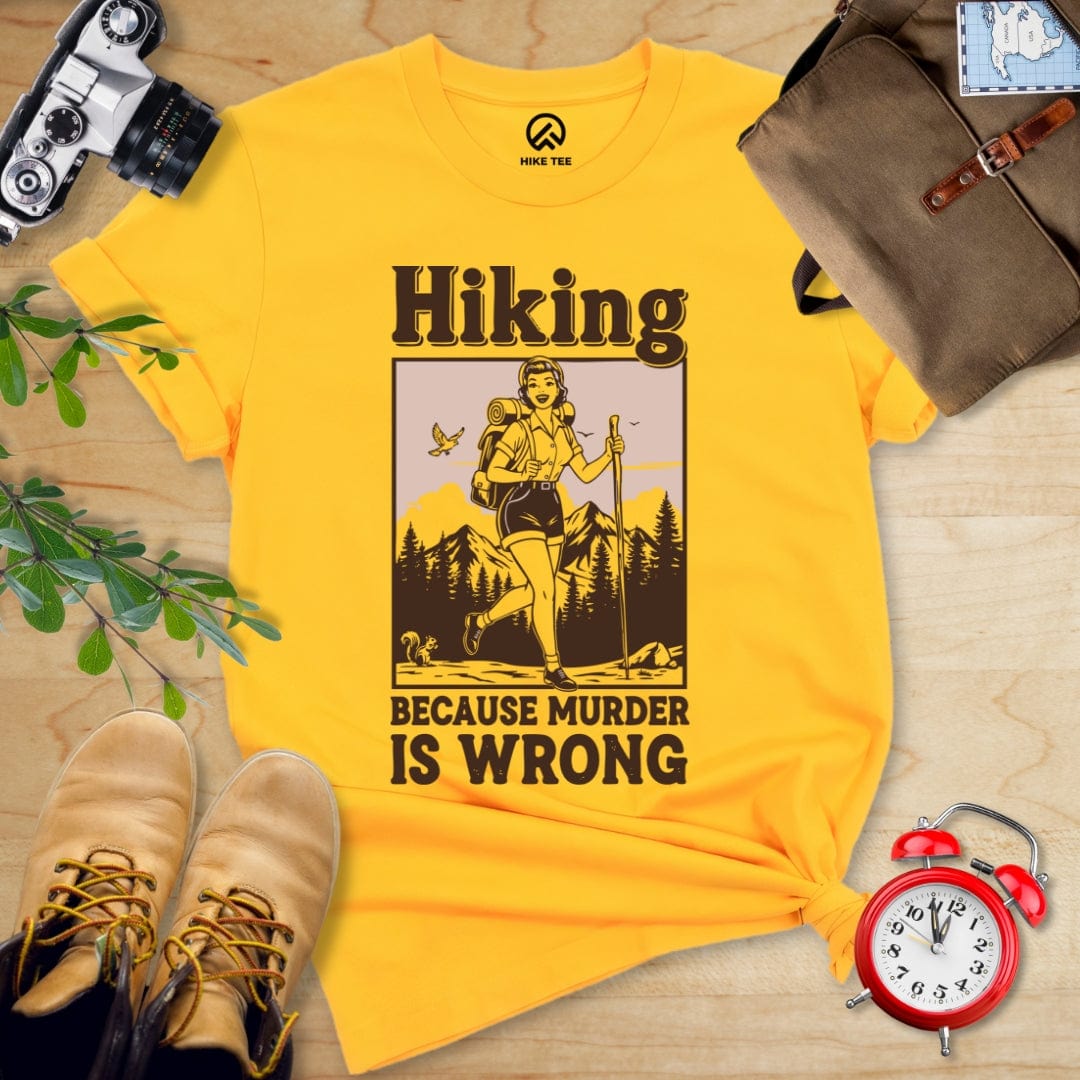 Hike Tee T-Shirt Gold / S Retro Hiking Morder is Wrong Shirt