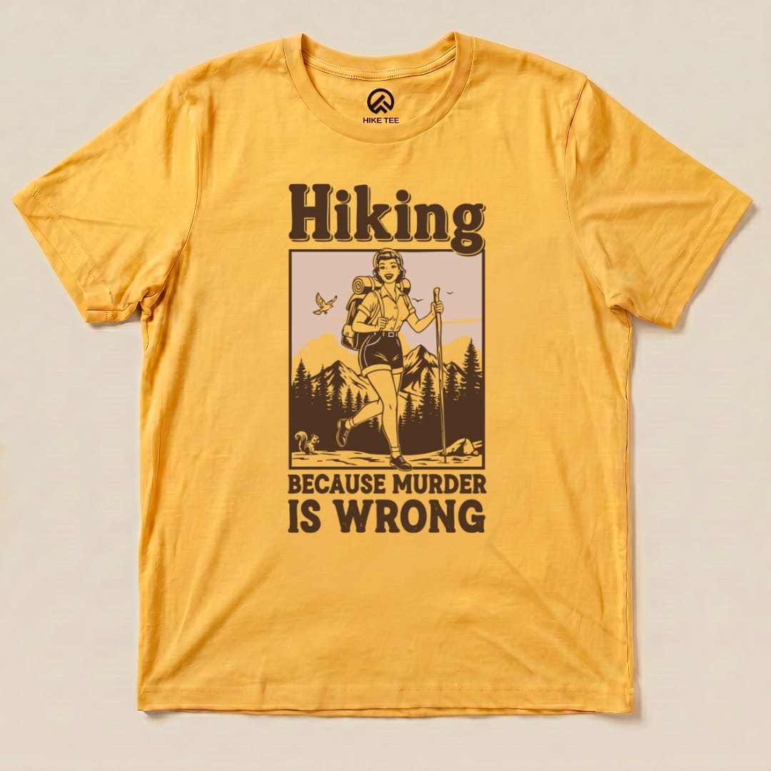 Hike Tee T-Shirt Gold / S Retro Hiking Morder is Wrong Shirt