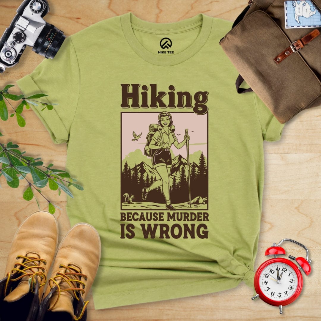 Hike Tee T-Shirt Heather Green / S Retro Hiking Morder is Wrong Shirt