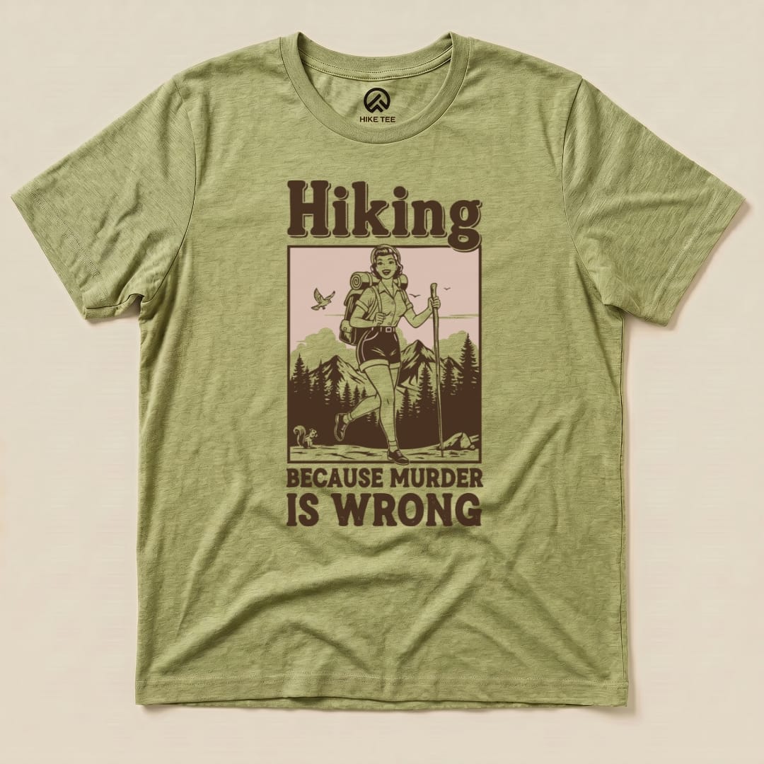 Hike Tee T-Shirt Heather Green / S Retro Hiking Morder is Wrong Shirt