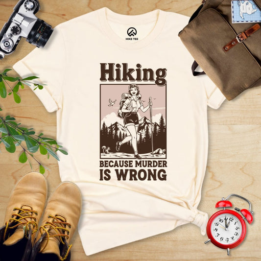 Hike Tee T-Shirt Natural / S Retro Hiking Morder is Wrong Shirt