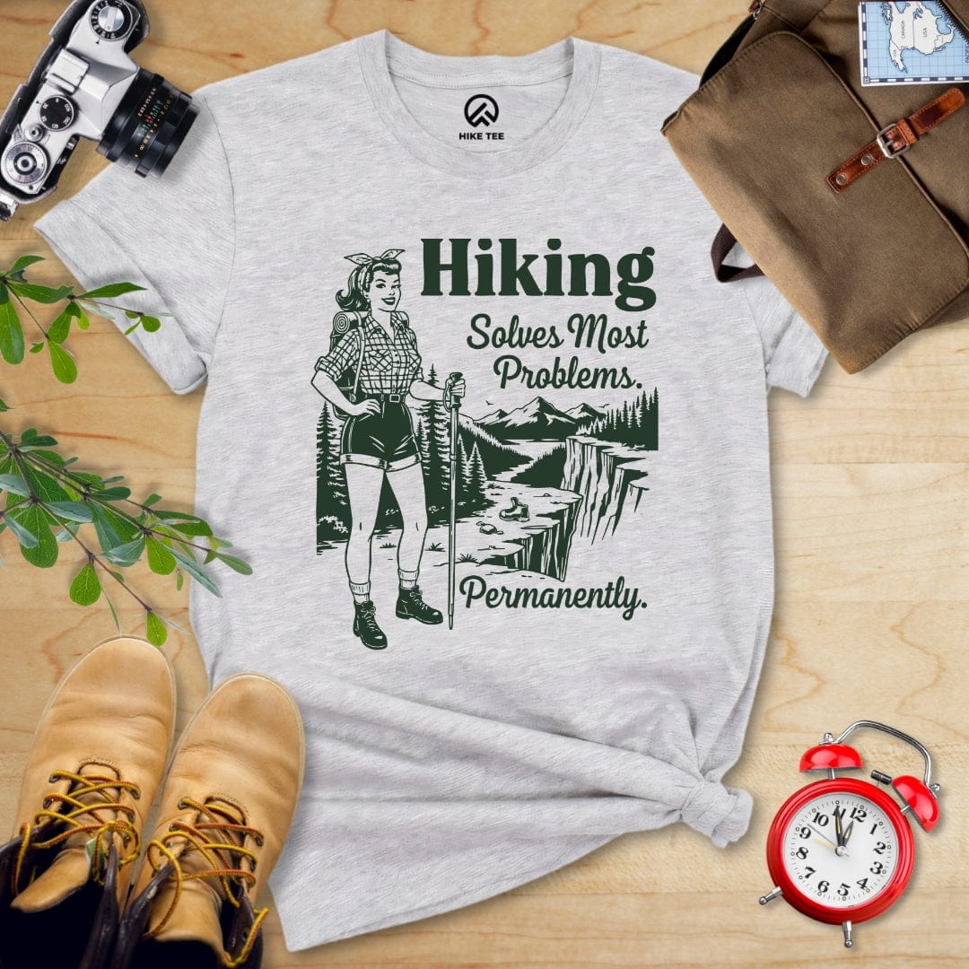 Hike Tee T-Shirt Athletic Heather / S Retro Hiking Problems Solved Shirt