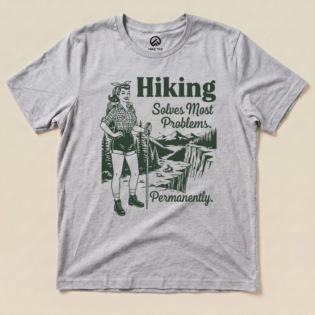 Hike Tee T-Shirt Athletic Heather / S Retro Hiking Problems Solved Shirt