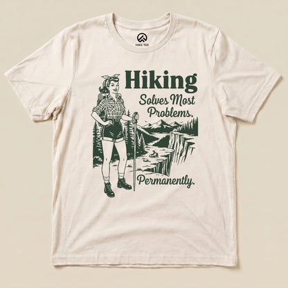 Hike Tee T-Shirt Natural / S Retro Hiking Problems Solved Shirt