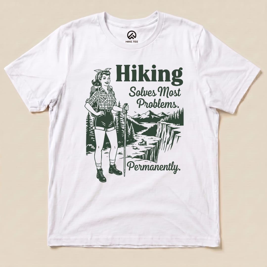 Hike Tee T-Shirt White / S Retro Hiking Problems Solved Shirt