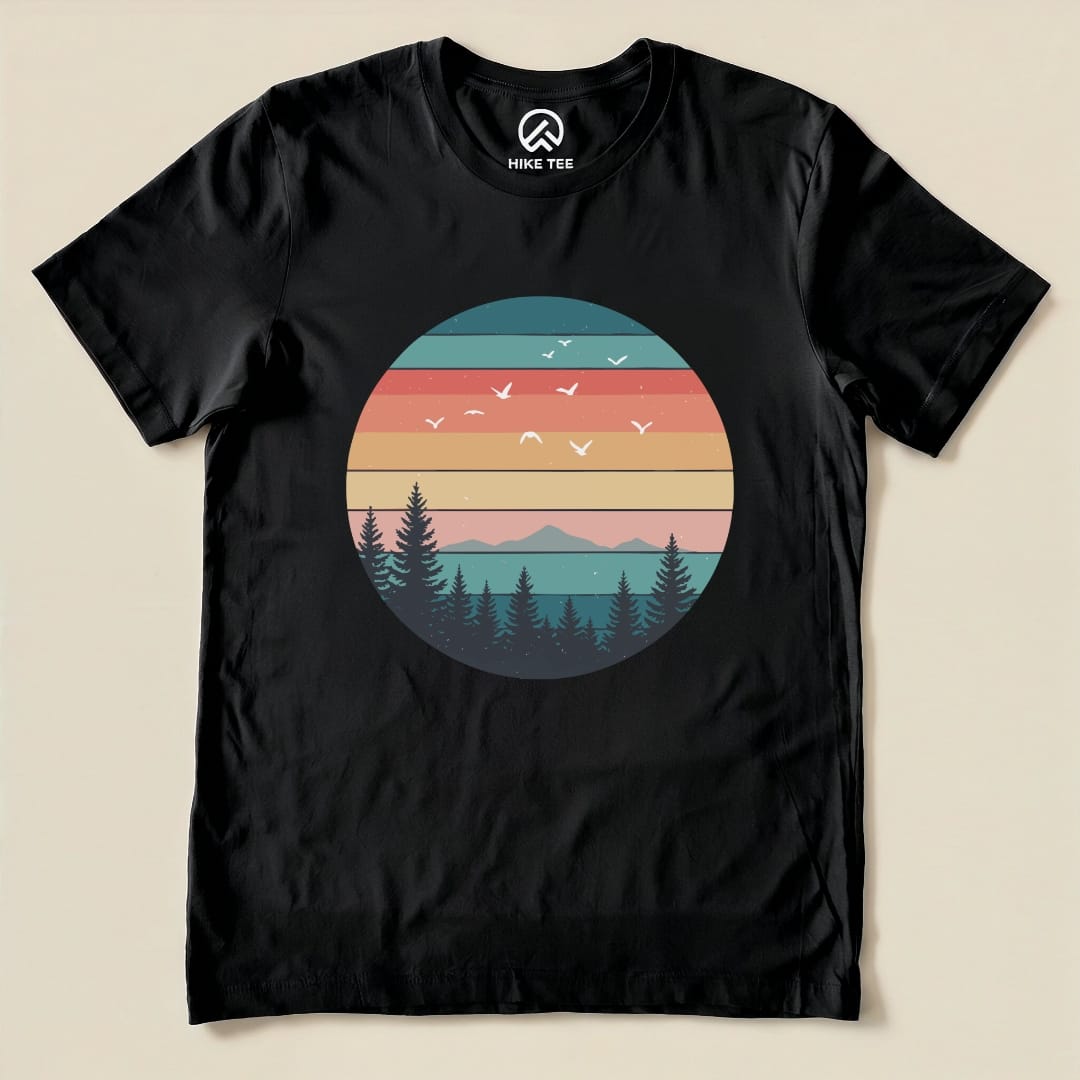 Retro Landscape Shirt Hike Tee T-Shirt Black / S