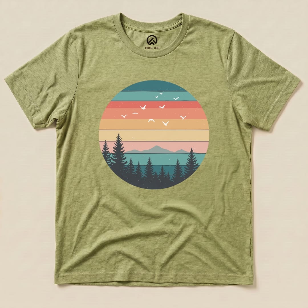 Retro Landscape Shirt Hike Tee T-Shirt Heather Green / S