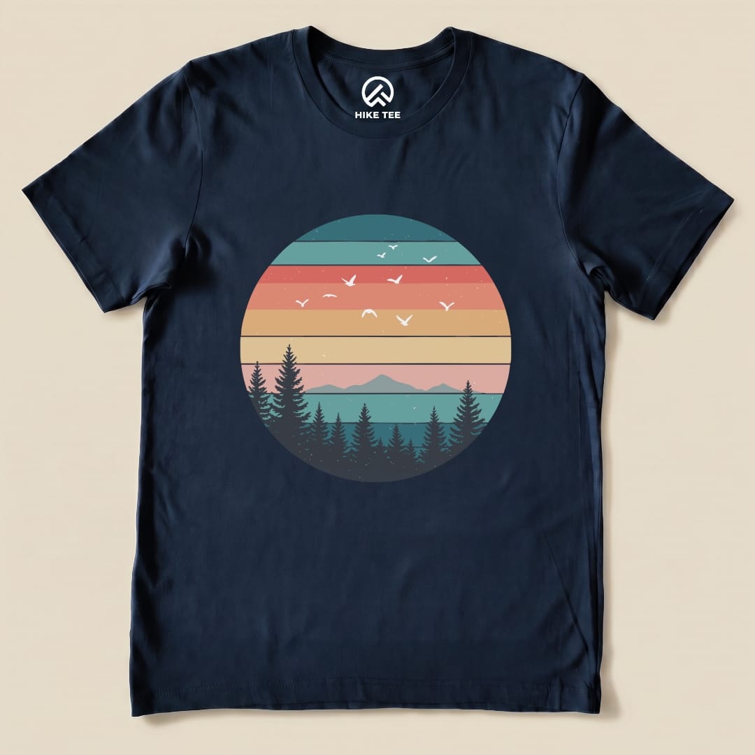 Retro Landscape Shirt Hike Tee T-Shirt Navy / S