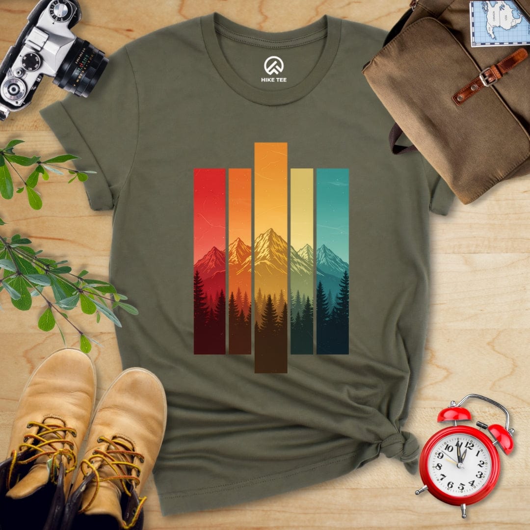 Hike Tee T-Shirt Military Green / S Retro Mountains Shirt