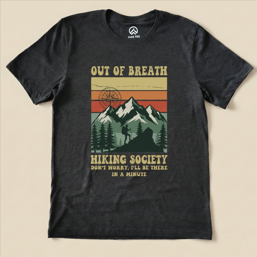 Hike Tee T-Shirt Dark Grey Heather / S Retro Out Of Breath Shirt