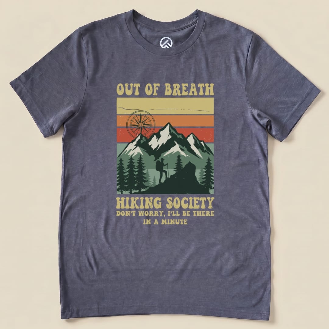 Hike Tee T-Shirt Heather Navy / S Retro Out Of Breath Shirt
