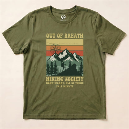Retro Out Of Breath Shirt Hike Tee T-Shirt Military Green / S