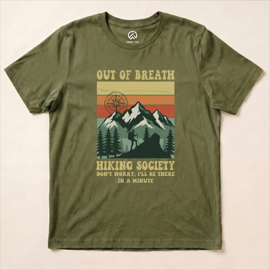 Retro Out Of Breath Shirt Hike Tee T-Shirt Military Green / S