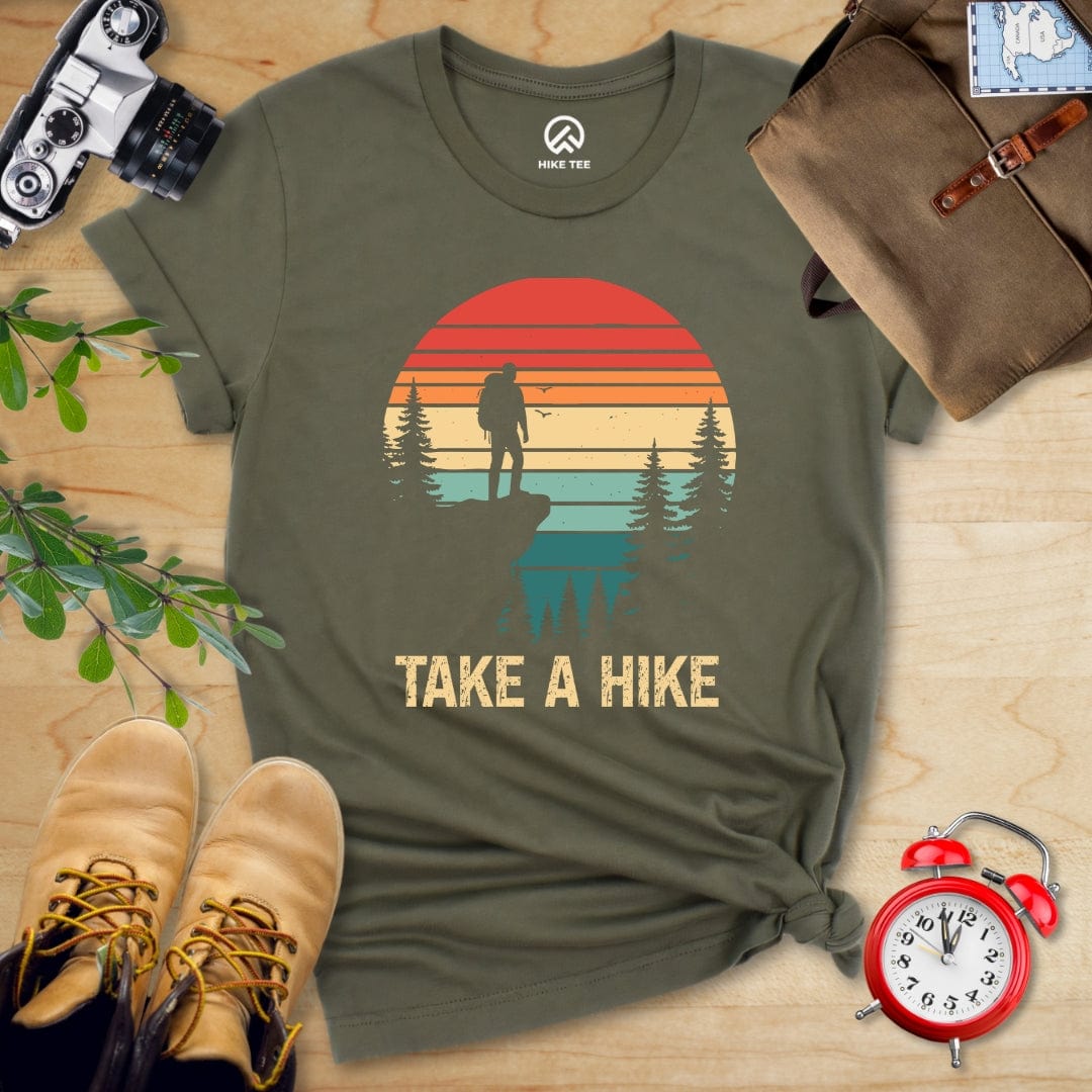 Hike Tee T-Shirt Military Green / S Retro Take a Hike Shirt