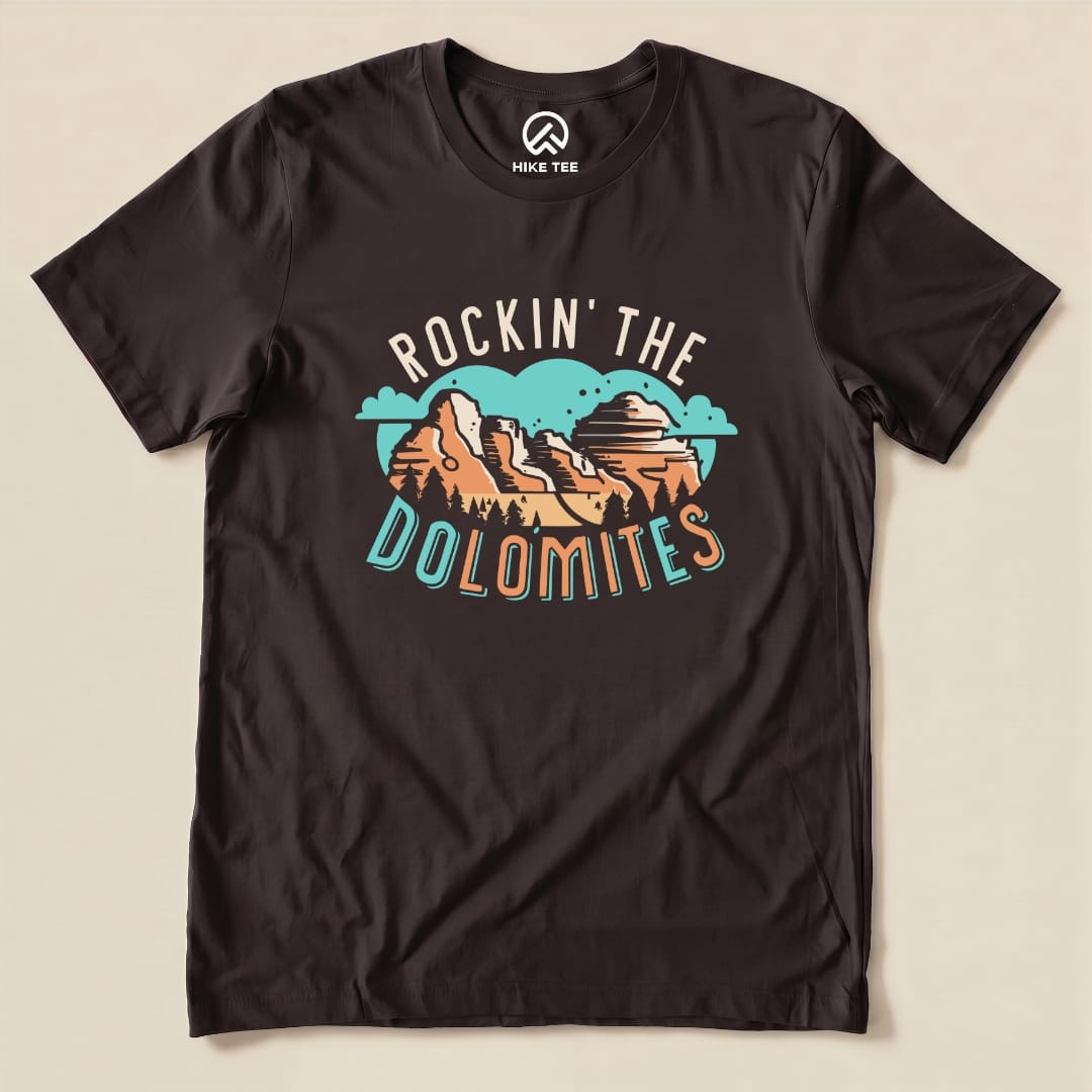 Rockin' The Dolomites Shirt Hike Tee T-Shirt Brown / S
