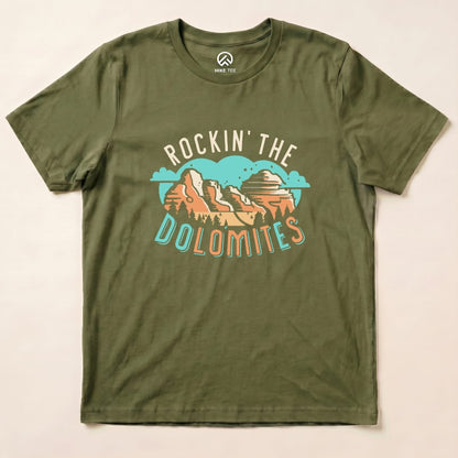 Rockin' The Dolomites Shirt Hike Tee T-Shirt Military Green / S