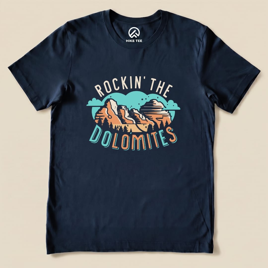 Rockin' The Dolomites Shirt Hike Tee T-Shirt Navy / S