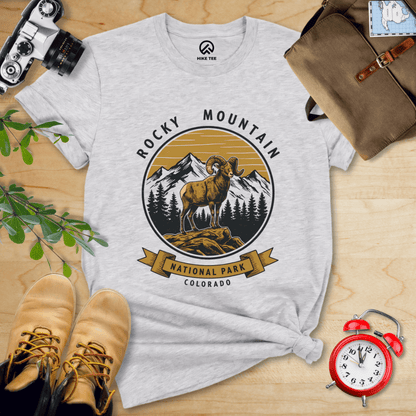 Hike Tee T-Shirt Athletic Heather / S Rocky Mountains Bighorn Sheep Shirt