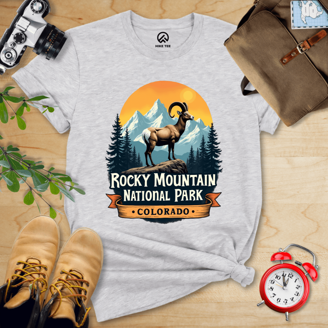 Hike Tee T-Shirt Athletic Heather / S Rocky Mountains Bighorn Sheep Shirt