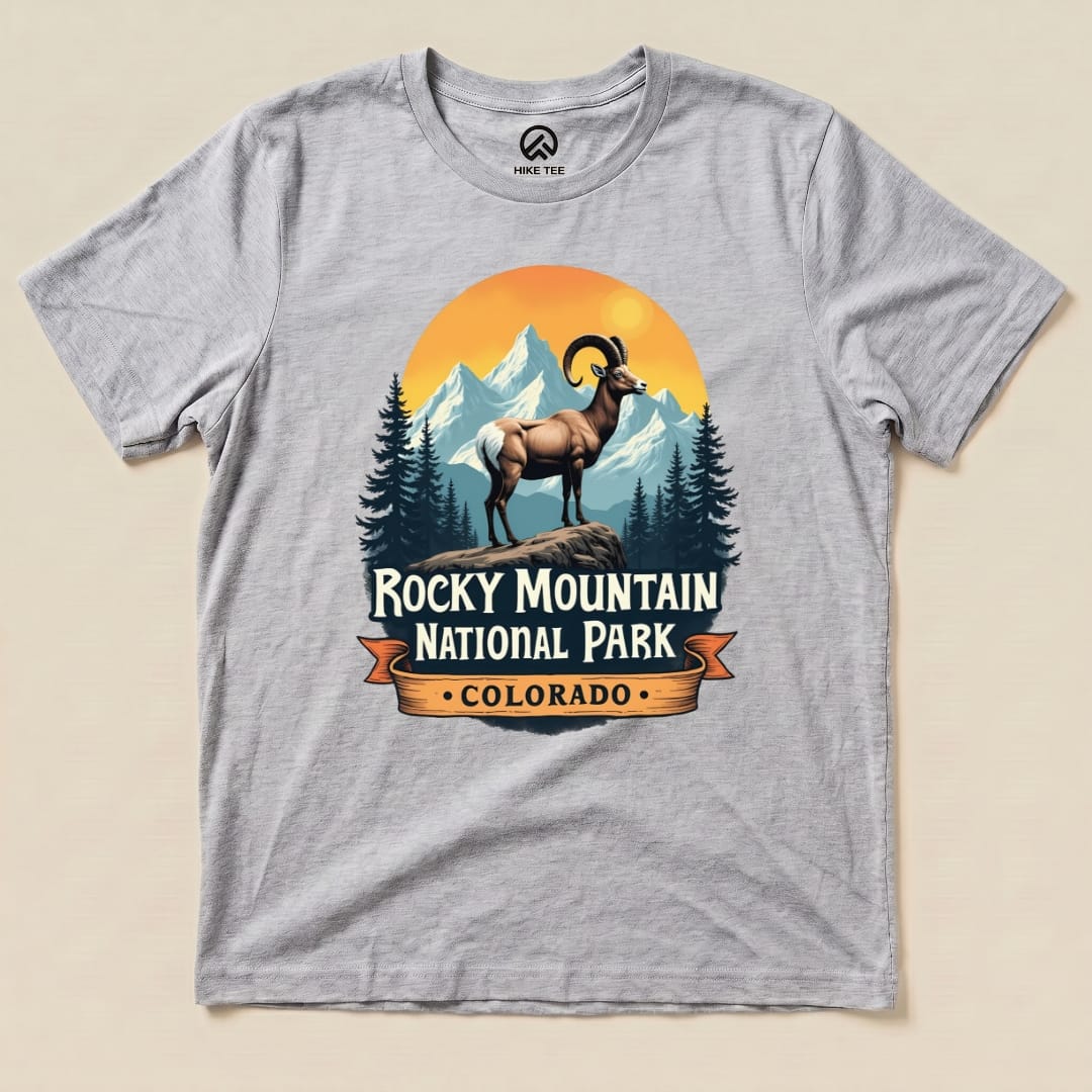 Hike Tee T-Shirt Athletic Heather / S Rocky Mountains Bighorn Sheep Shirt