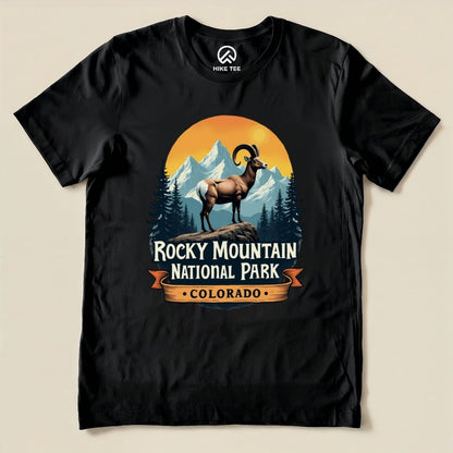 Hike Tee T-Shirt Black / S Rocky Mountains Bighorn Sheep Shirt