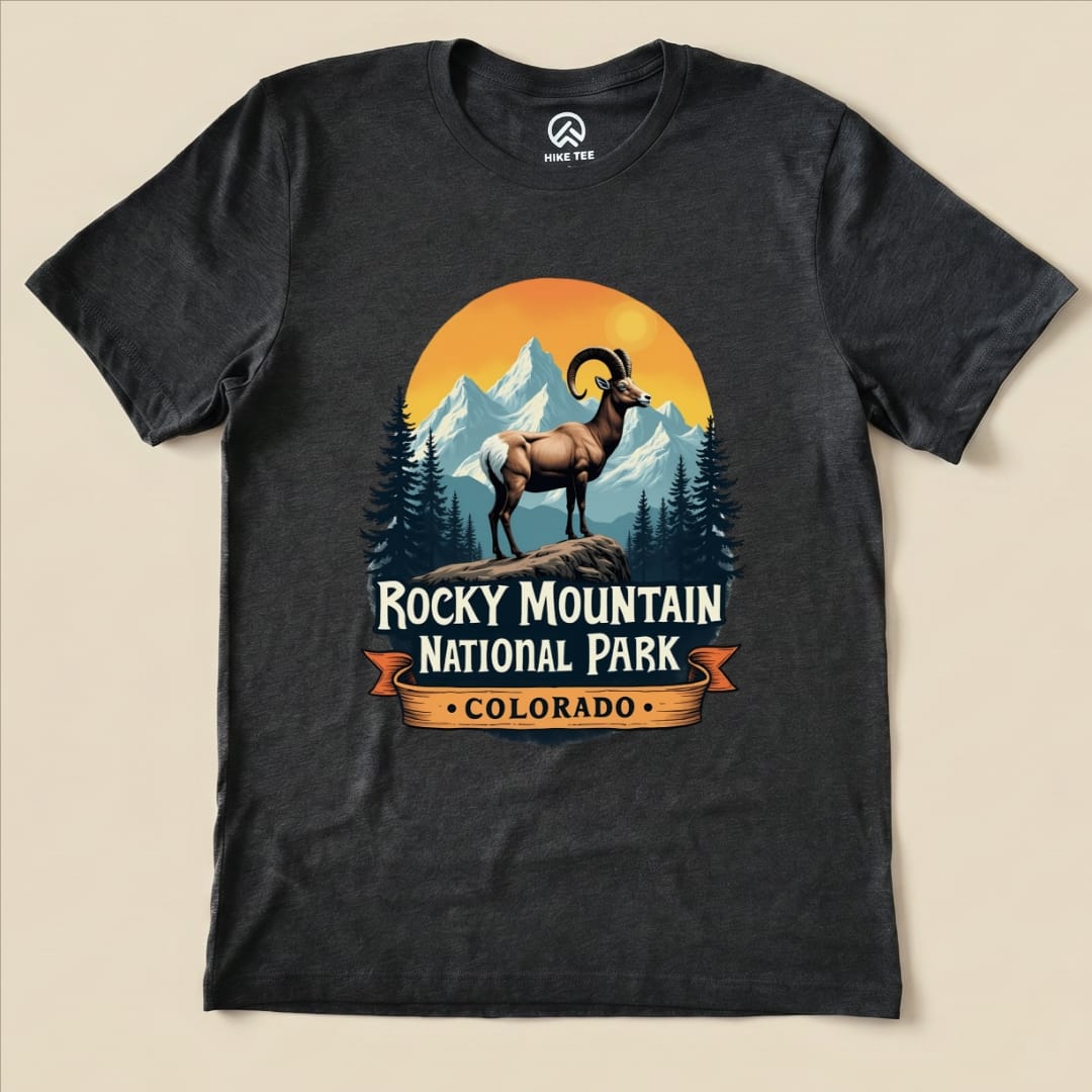 Hike Tee T-Shirt Dark Grey Heather / S Rocky Mountains Bighorn Sheep Shirt