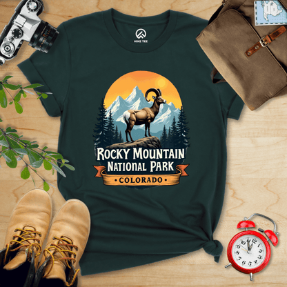 Hike Tee T-Shirt Forest / S Rocky Mountains Bighorn Sheep Shirt