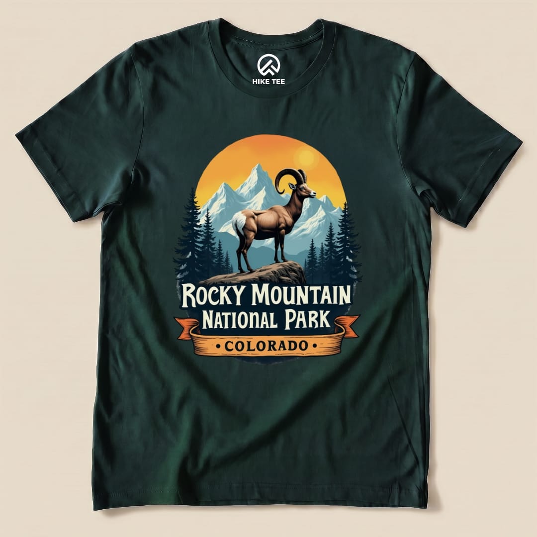 Hike Tee T-Shirt Forest / S Rocky Mountains Bighorn Sheep Shirt