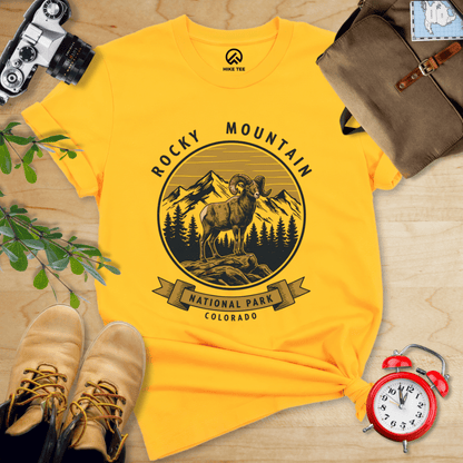 Hike Tee T-Shirt Gold / S Rocky Mountains Bighorn Sheep Shirt