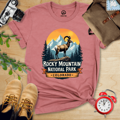 Hike Tee T-Shirt Heather Mauve / S Rocky Mountains Bighorn Sheep Shirt