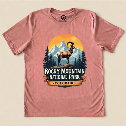 Hike Tee T-Shirt Heather Mauve / S Rocky Mountains Bighorn Sheep Shirt