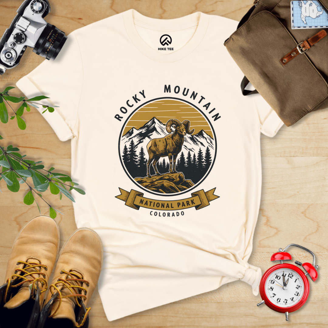 Hike Tee T-Shirt Natural / S Rocky Mountains Bighorn Sheep Shirt
