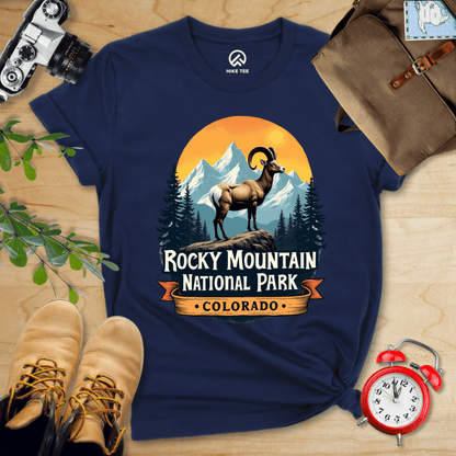 Hike Tee T-Shirt Navy / S Rocky Mountains Bighorn Sheep Shirt