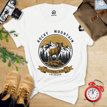 Hike Tee T-Shirt White / S Rocky Mountains Bighorn Sheep Shirt